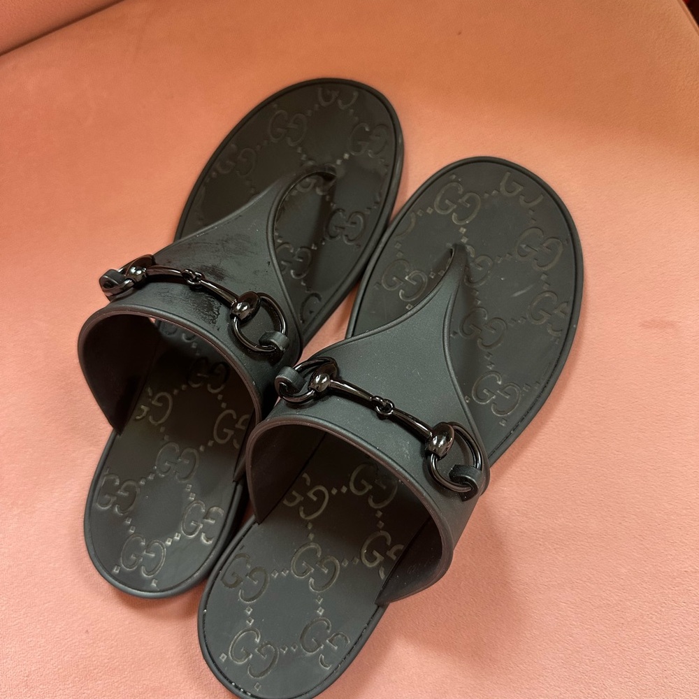 Gucci Dark Gray Slide Sandals